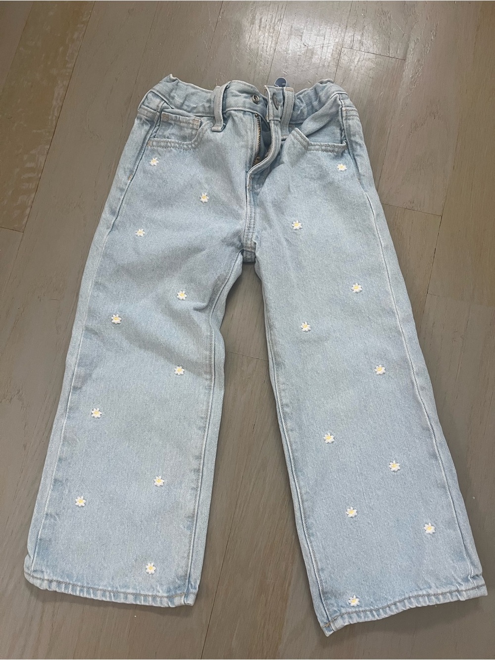 Old Navy Light Blue Denim Jeans with White Daisy Details